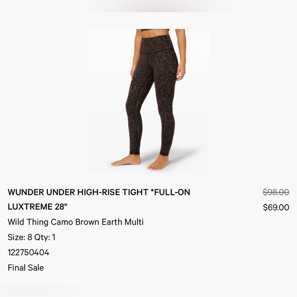 LULULEMON WUNDER UNDER HIGH-RISE TIGHT *FULL-ON LUXTREME 28"